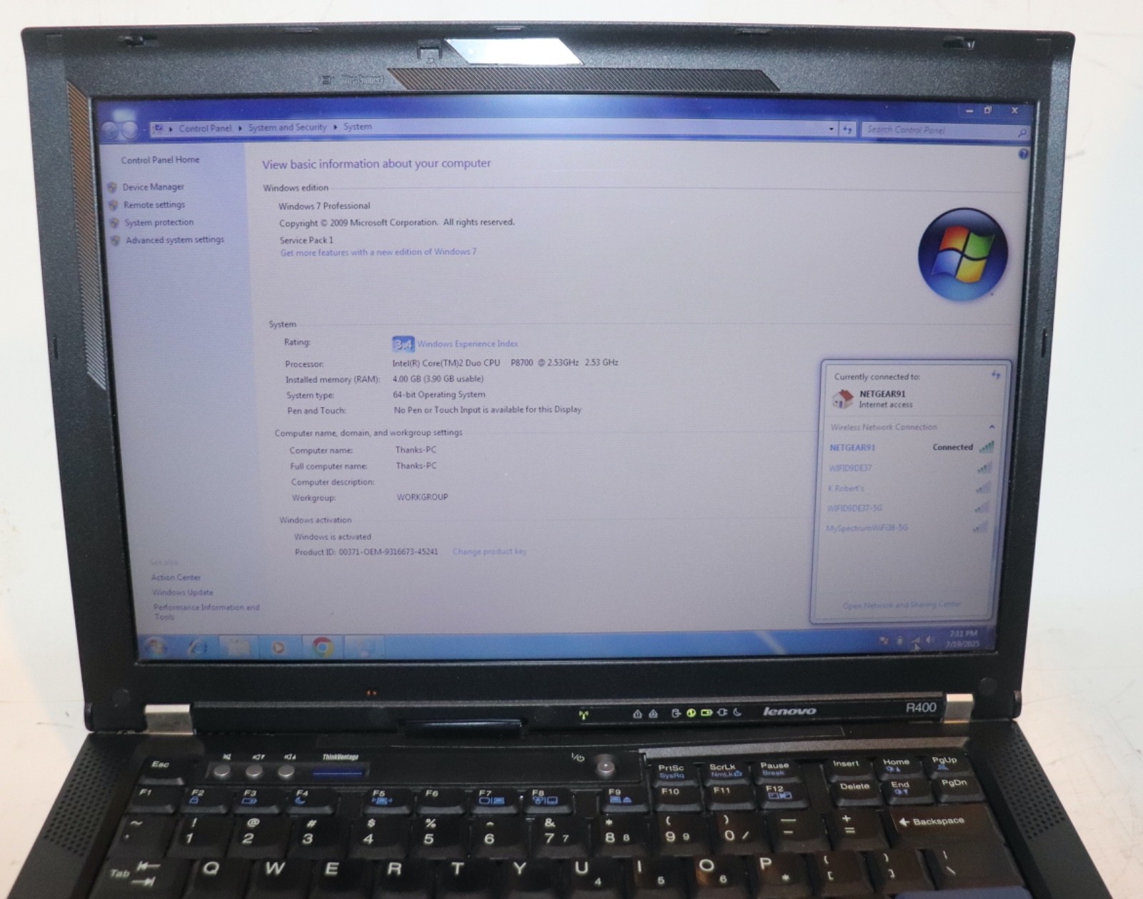 Lenovo ThinkPad R400|IntelCore Duo@2.53GHz|4GB RAM|320GB HDD|WIN 7 Prof|Webcam