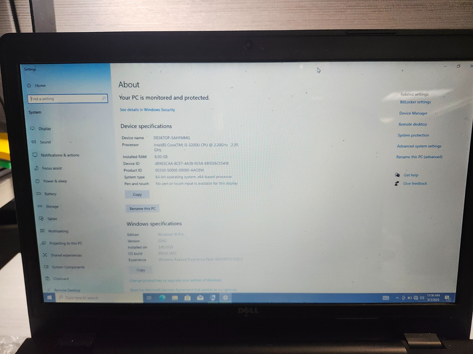 Dell Inspiron 15-5749 – i5-5200U 8GB 480GB SSD – W10P W/Charger