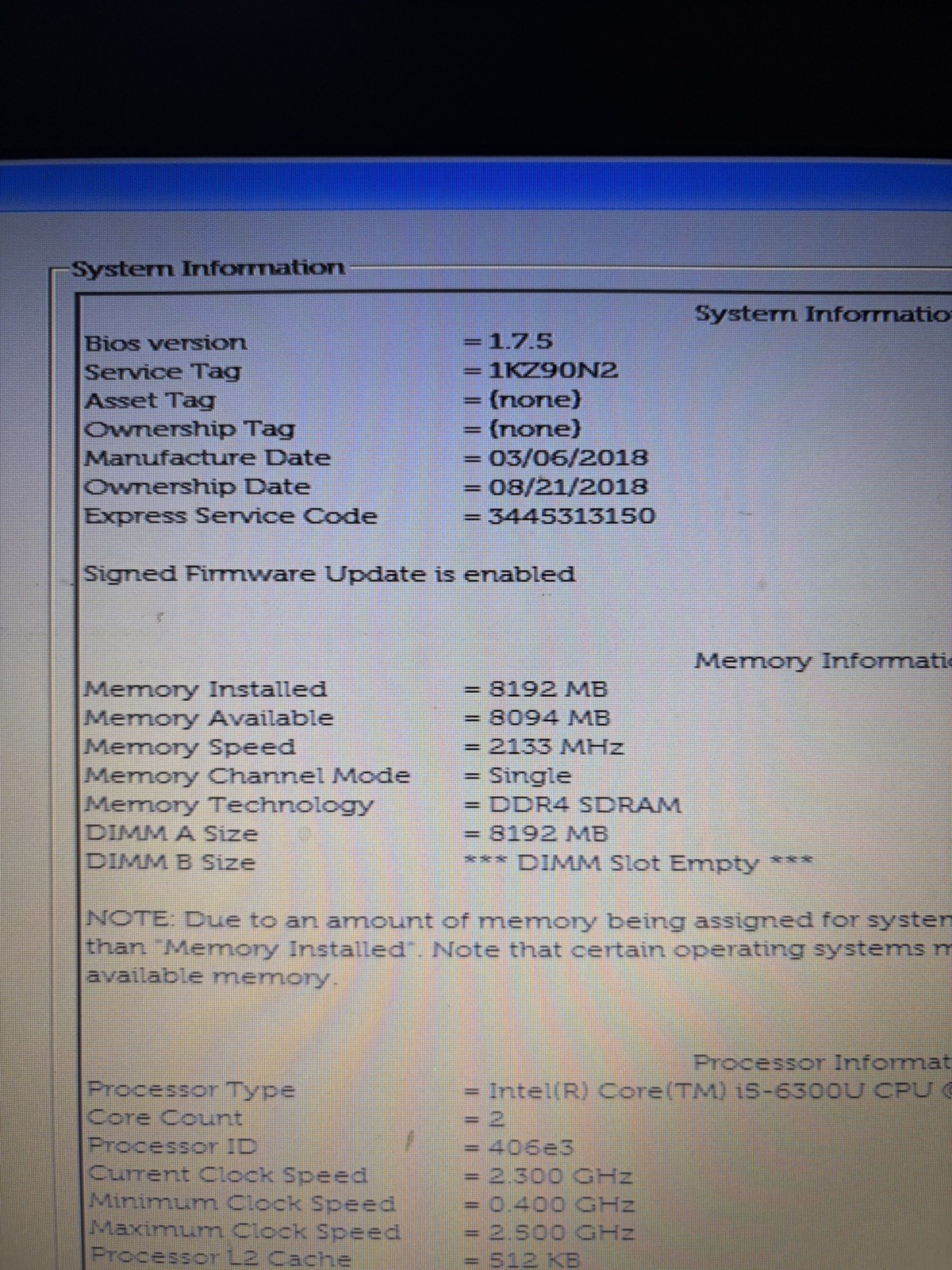 Dell Latitude 5580 | i5-6300U | 8GB DDR4 | NO SSD NO HDD NO OS | Used |