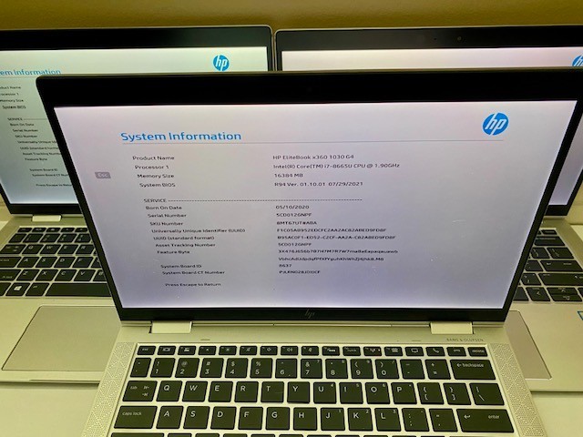 LOT 3 HP EliteBook x360 1030 G4 16GB i7-8665U 1.90GHz