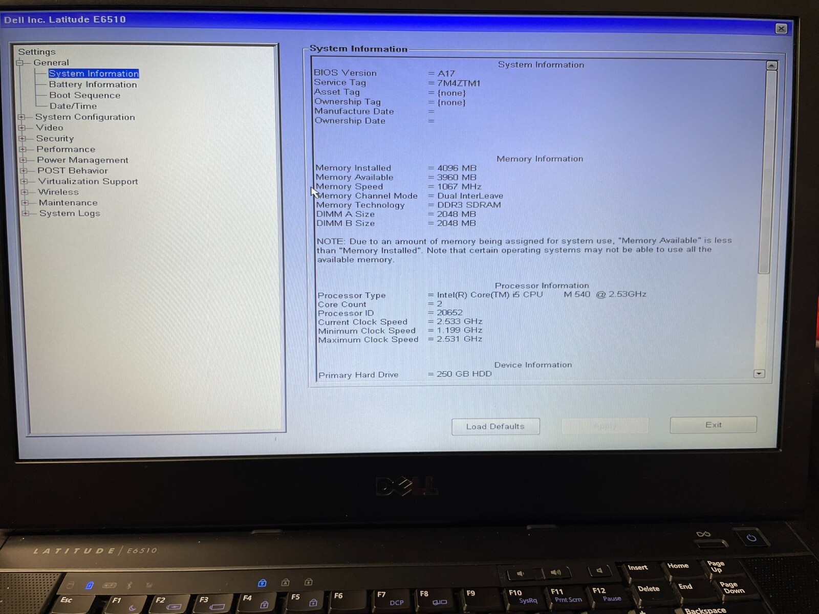 Dell Latitude E6510 i5-540M @2.53GHz 4GB RAM 15.6″ 250GB HDD w/ Power Adapter
