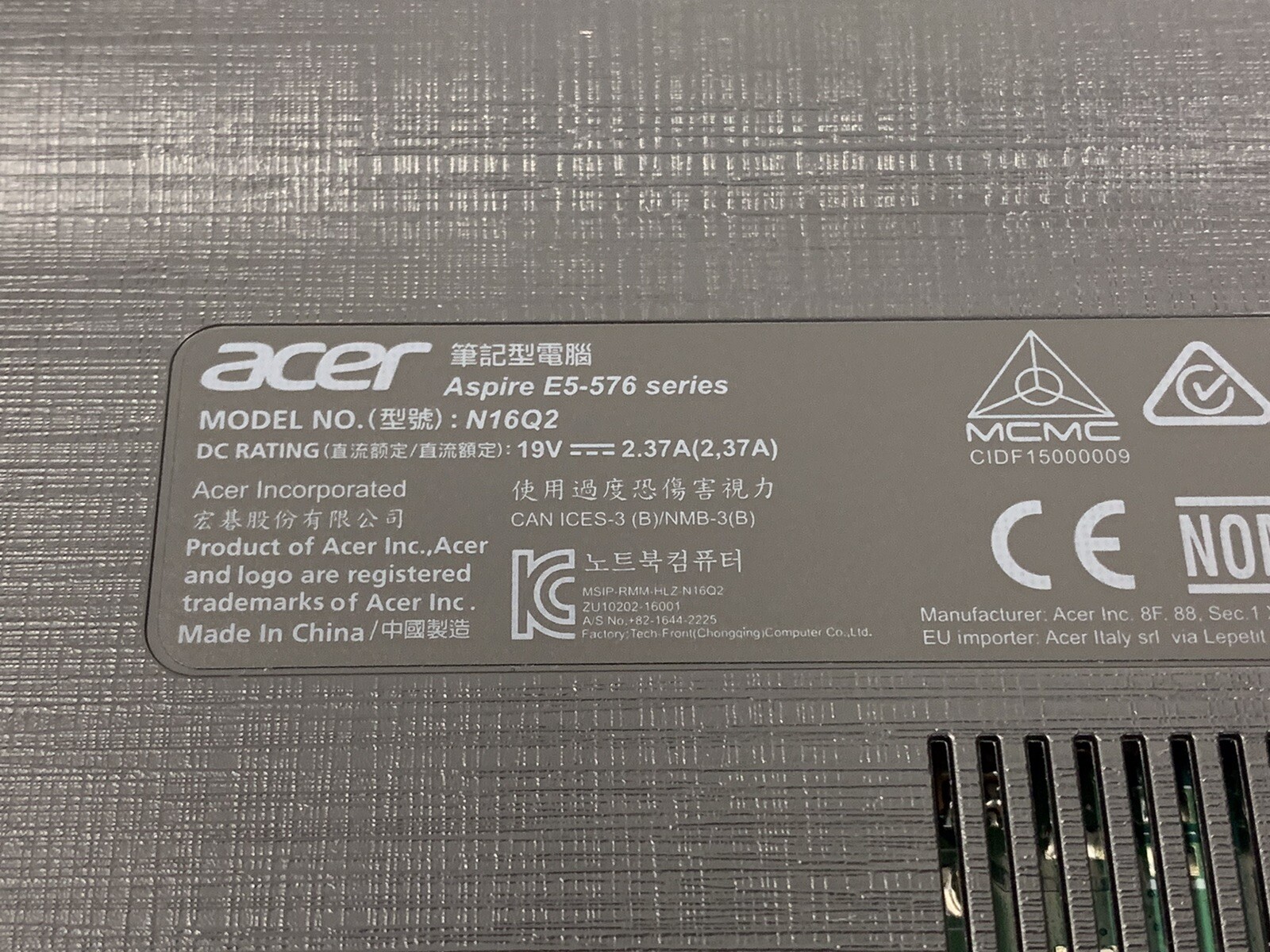 Acer Aspire E15 (E5-567-392H) 15.6” Intel UHD Core i3 8th Gen | 6GB RAM | #T403