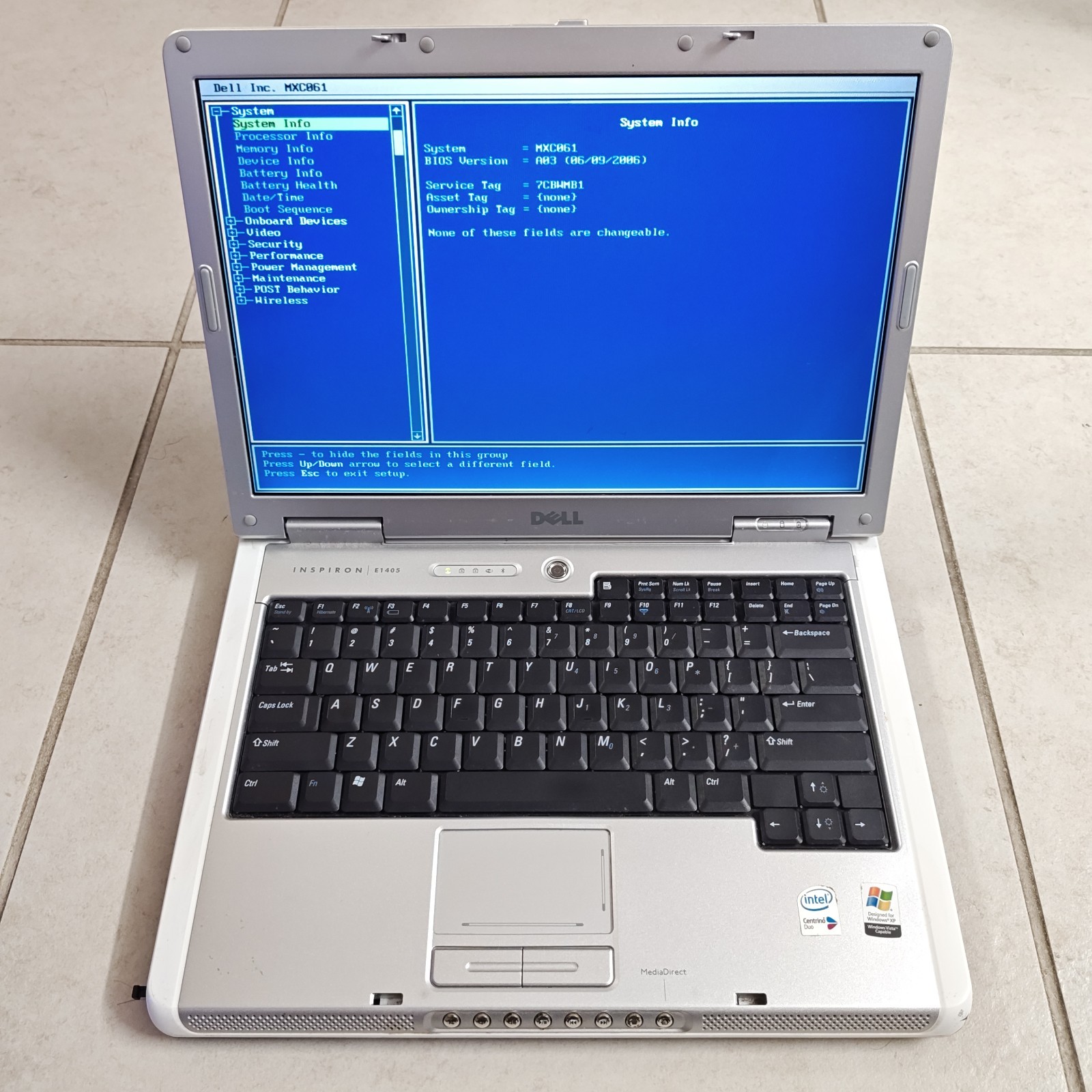 Dell Inspiron E1405 14.1″ Laptop – NO HDD/1GB RAM – Intel Core Duo #3928