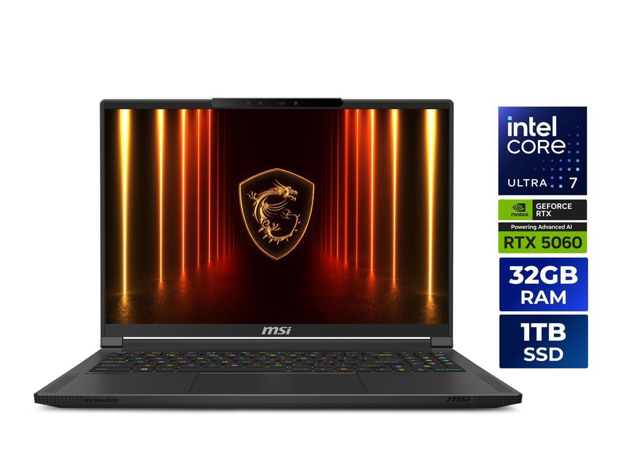 MSI Stealth 16 AI 16″ QHD OLED Intel Core Ultra7-255H 32GB 1TB SSD RTX 5060 W11H
