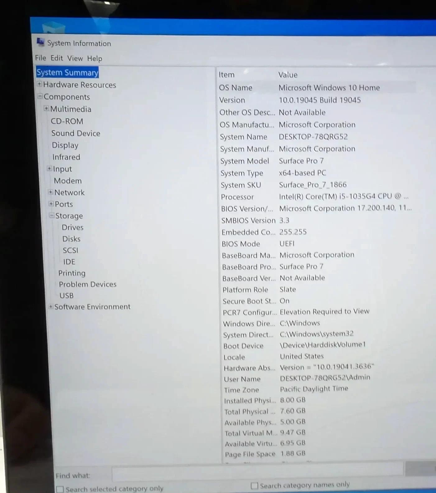 Microsoft Surface Pro 7 1866 Core i5-1035G4 1.1GHz 8GB 256GB – cracked digitizer