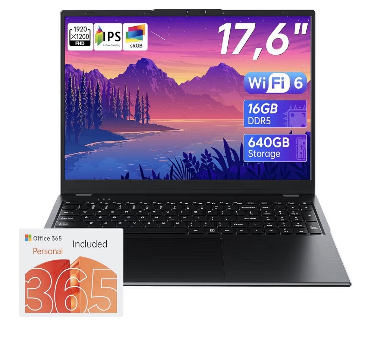 jumper 17.6 Inch Laptop with Office 365 16GB RAM 640GB SSD N95 CPU Windows 11