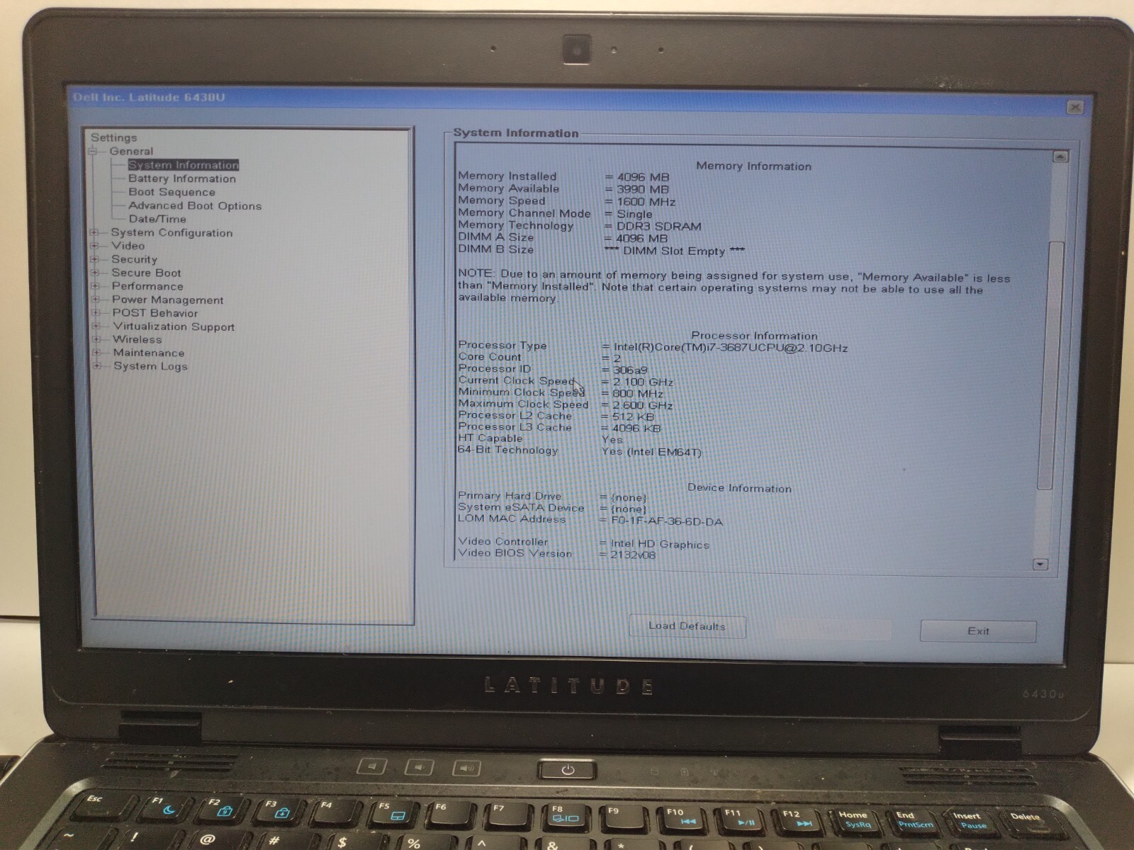 Dell Latitude 6430u w/i7-3687U, 4GB RAM Laptop for Parts/Repair *READ #0092