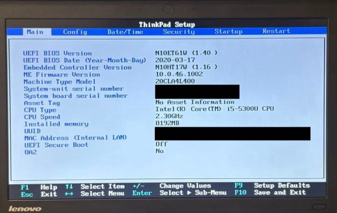 Lenovo ThinkPad X250 i5-5300U 8GB RAM 128GB SSD + 32GB Used Japan Genuine