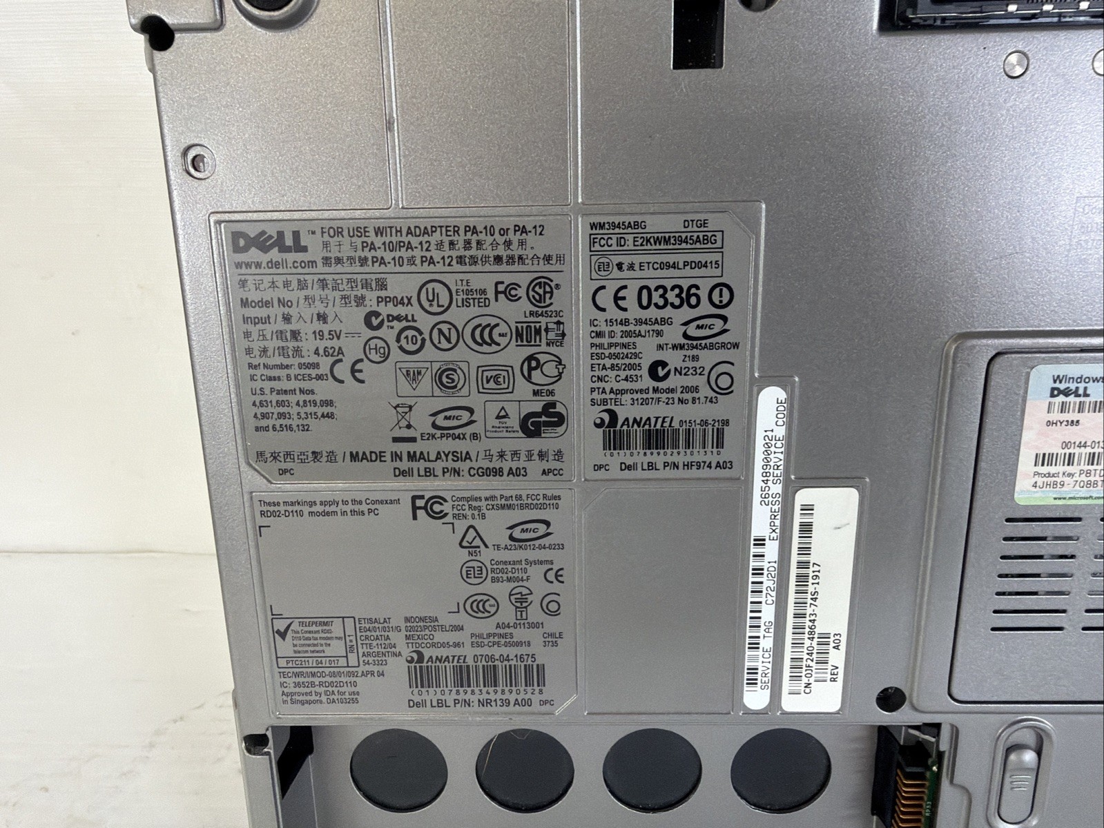 Dell Latitude D820 Core 2 Duo T7200 1.0GHz 3GB 250GB HDD Win Vista SERIAL RS-232