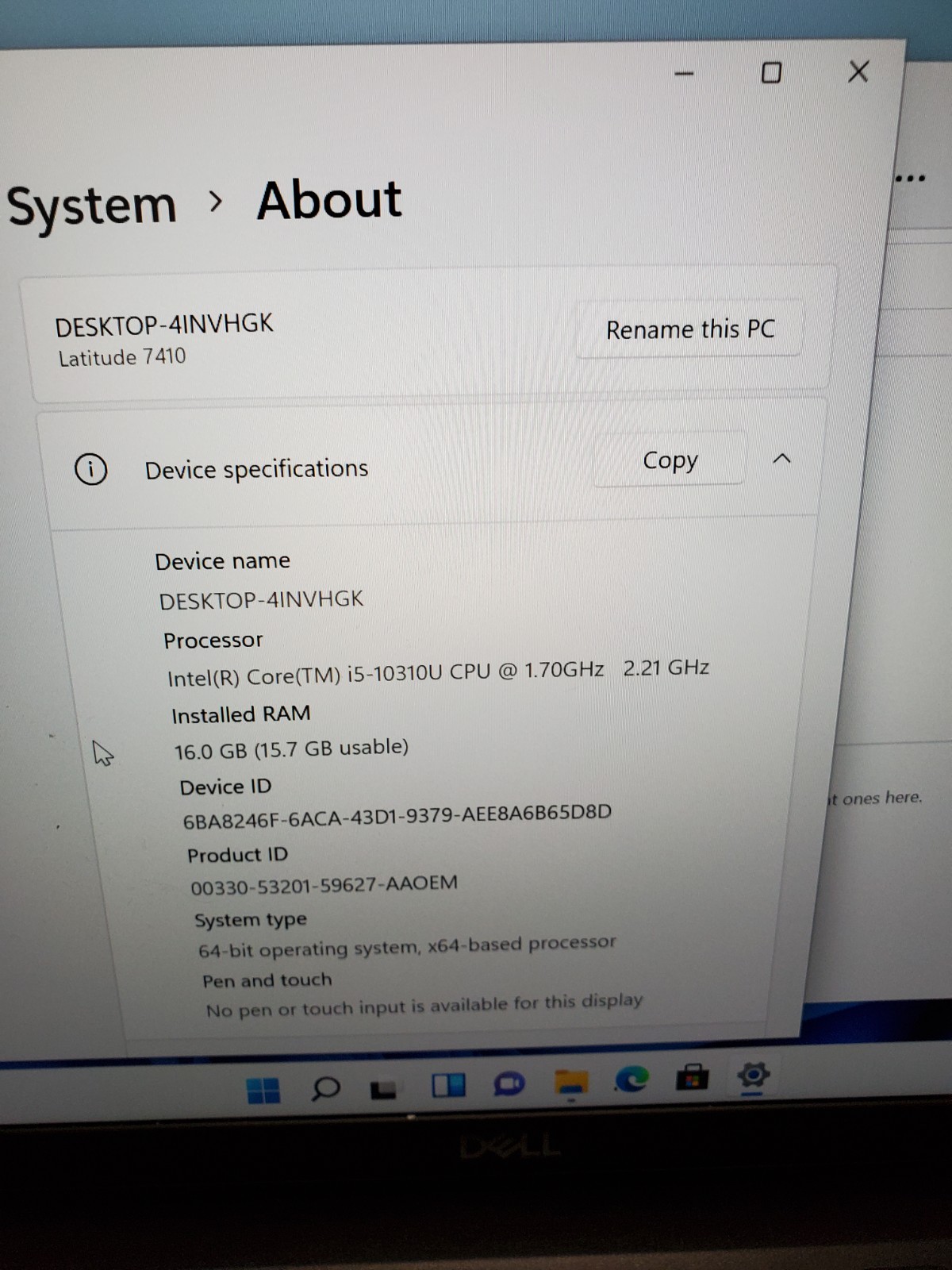 Dell Latitude 7410 14″ Laptop i5-10310U 1.7GHz 16GB RAM 256GB SSD Win11 #69