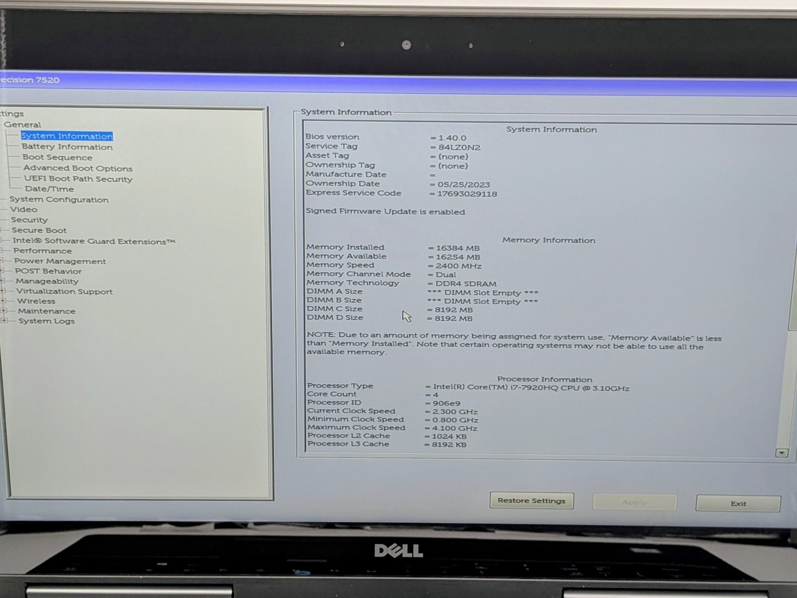 Dell Precision 7520 15″ FHD Touch I7-7920HQ 512GB SSD 16GB W10P M2200 *READ*