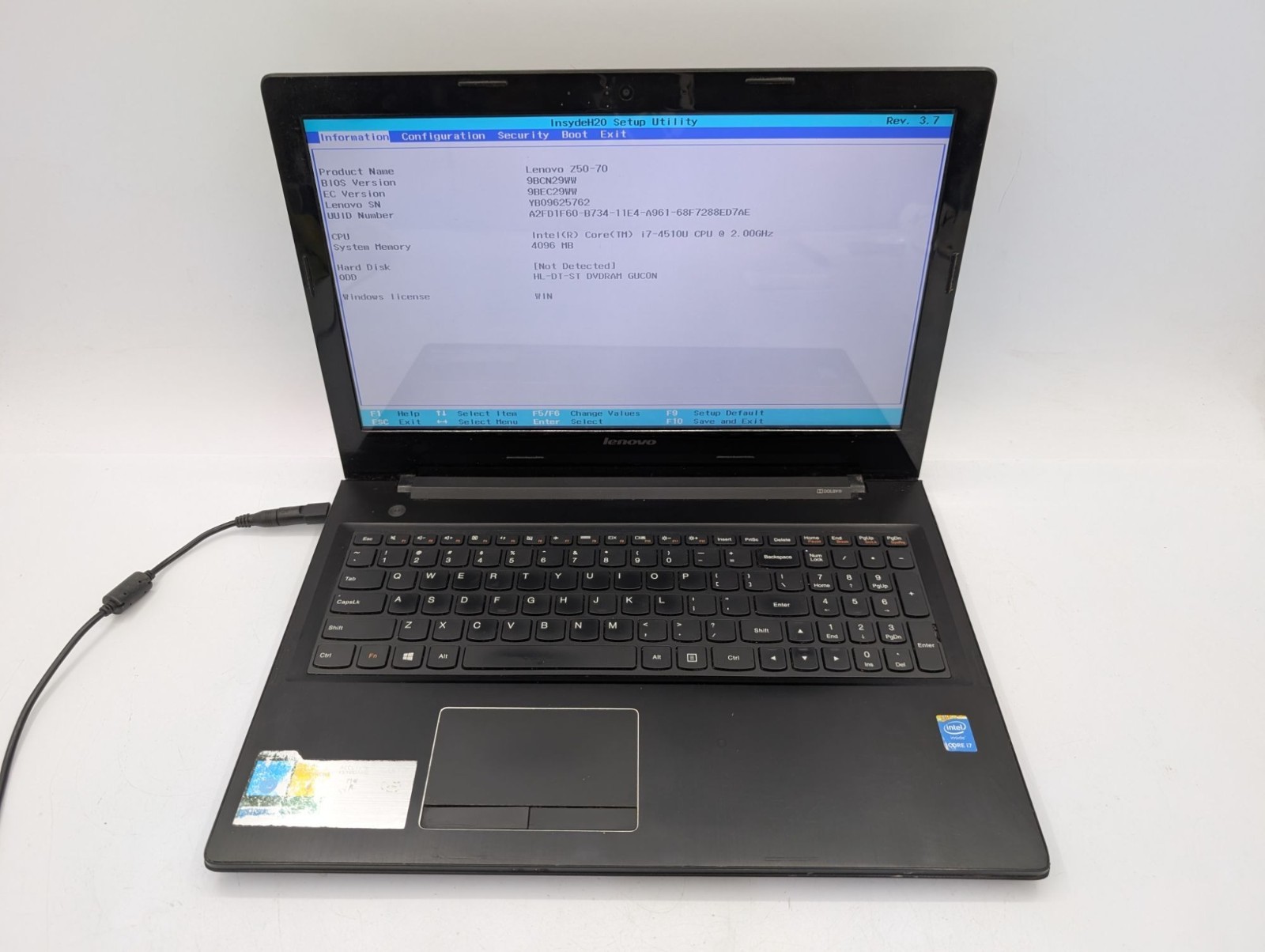 Lenovo Z50-70 15.6″ Display Intel Core i7-4510U 2.00 GHz 4GB RAM Black Laptop