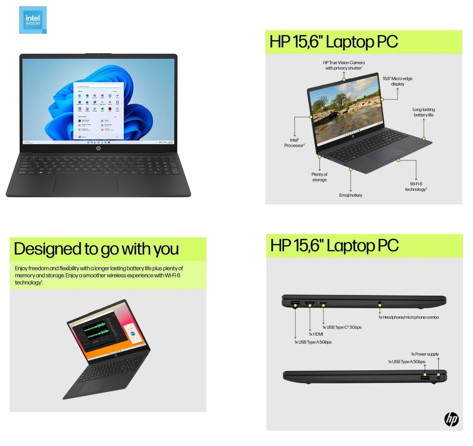 * NEW HP 15-FD0067CA LAPTOP, WIN 11, 15.6 Full HD LED, WIFI, BLUETOOTH, WEBCAM *
