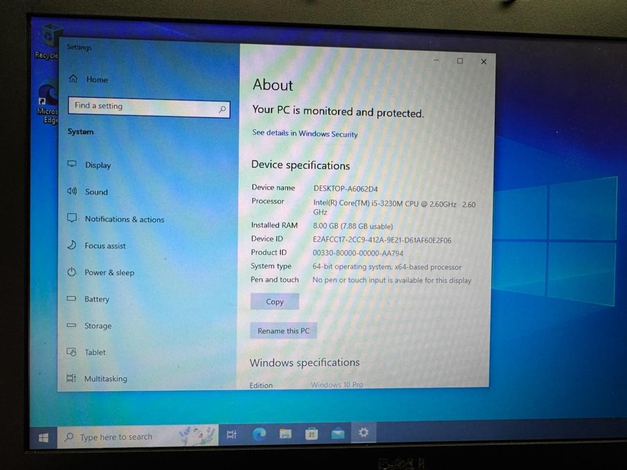 Dell Latitude E5530 Intel Core i5-3230M @ 2.60GHz 8GB RAM 250GB HHD 15.6″ LAPTOP