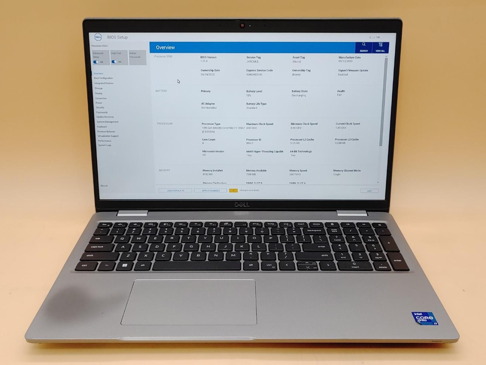 Dell Precision 3560 15.6″ i7-1185G7 NVIDIA T500 *NO SSD/NO RAM/NO AC* ***READ**