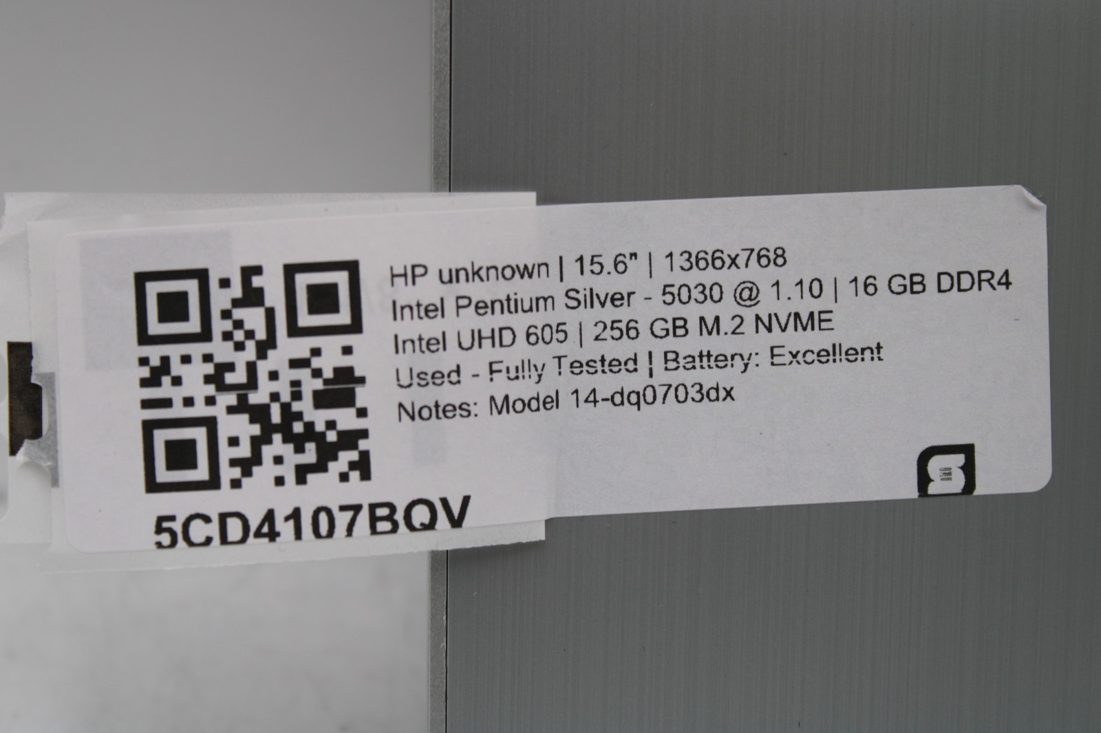 HP 14-dq0703dx _ Pentium Silver N5030 _ 16GB RAM _ 256GB SSD _ No OS