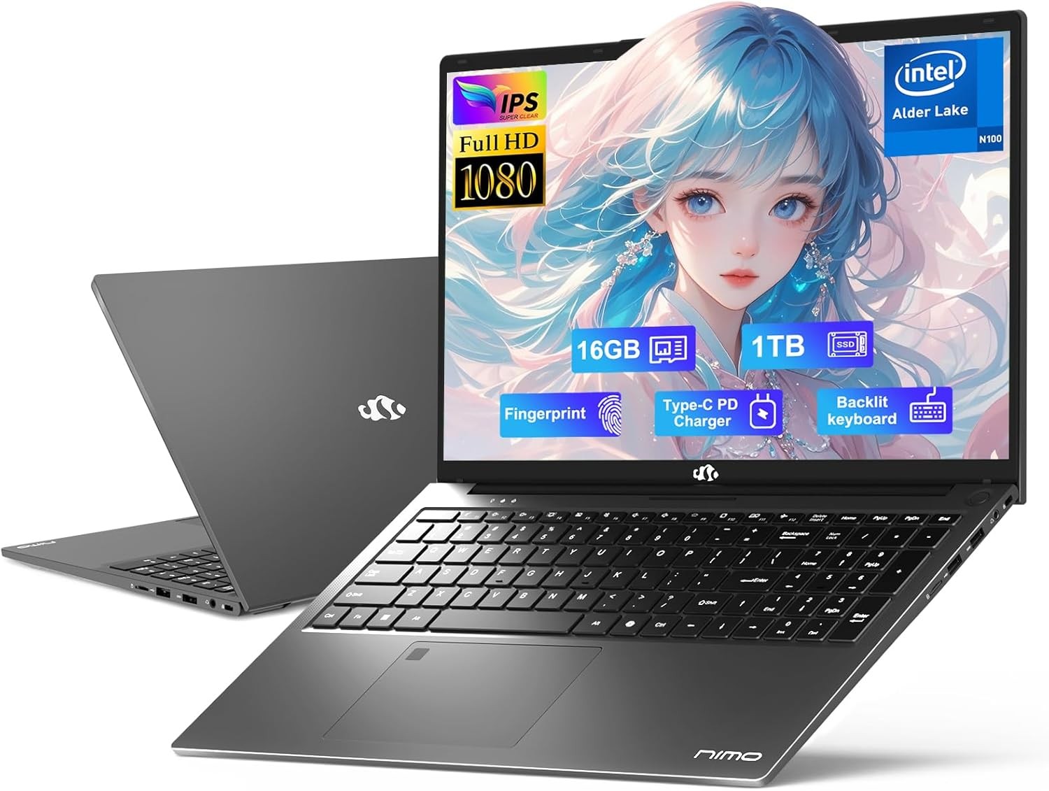 NIMO 17.3″ IPS FHD Laptop Intel Pentium 4 Cores N100 16GB RAM 1TB SSD Win11