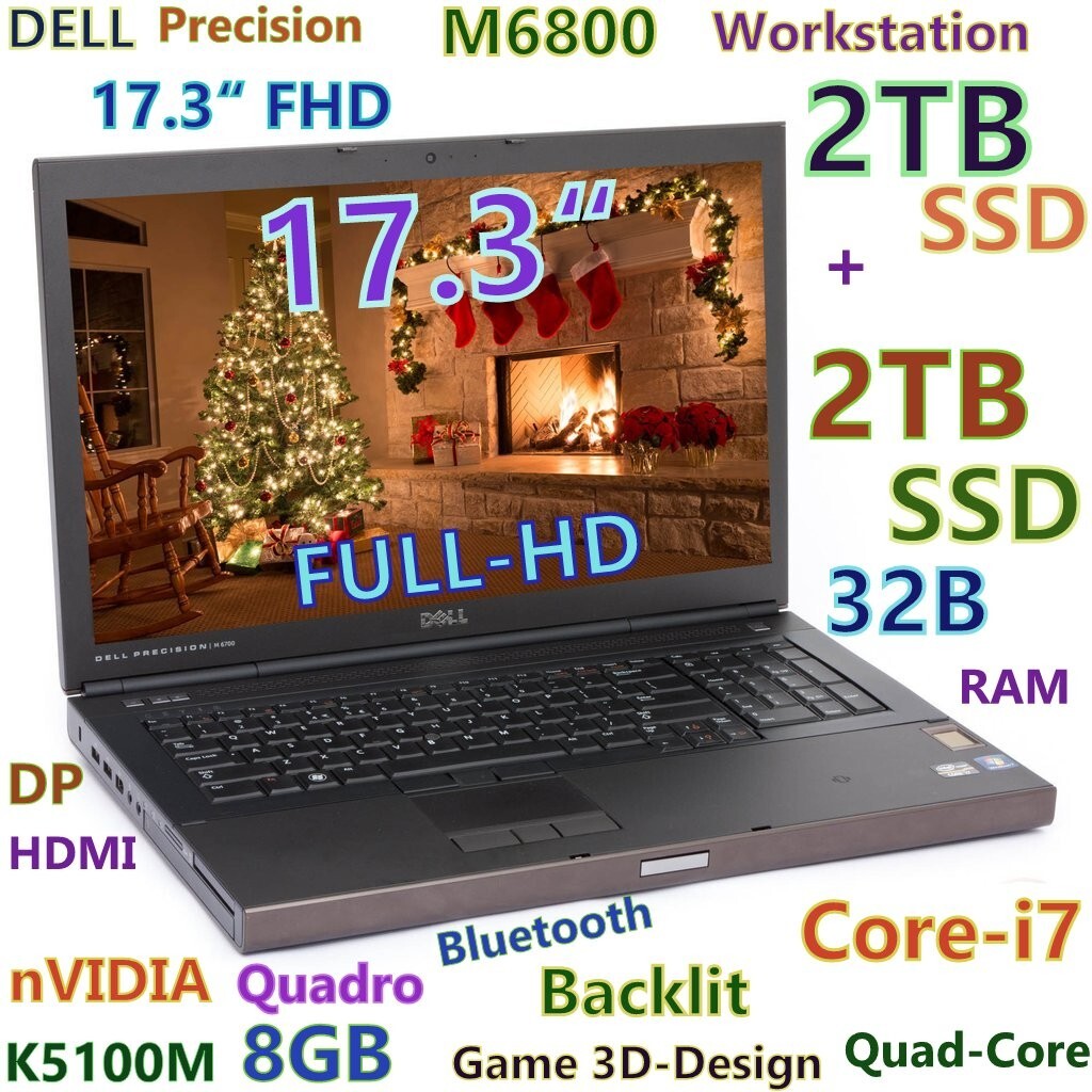 Workstation DELL M6800 i7-Quad FAST 4TB SSD 32GB 17.3″ FHD Quadro K5100M 8GB