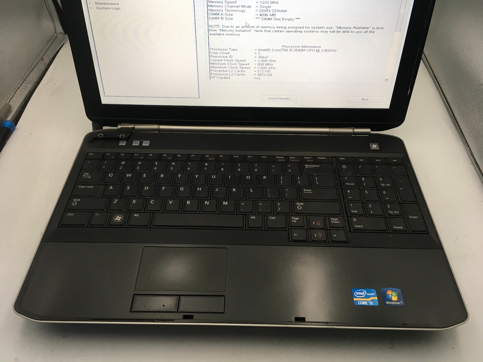 DELL LATITUDE E5520 – BOOTS TO BIOS – INTEL I5 2540 – NO RAM – READ DESCRIP -BB