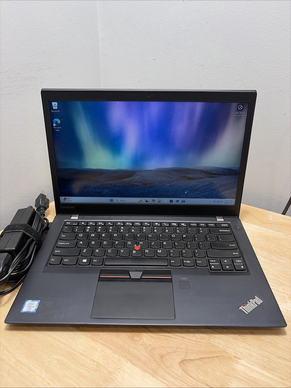 Lenovo Thinkpad T470s Core i7-6600U 2.6GHZ 12GB 256GB SSD WCam W11 Pro & Cord