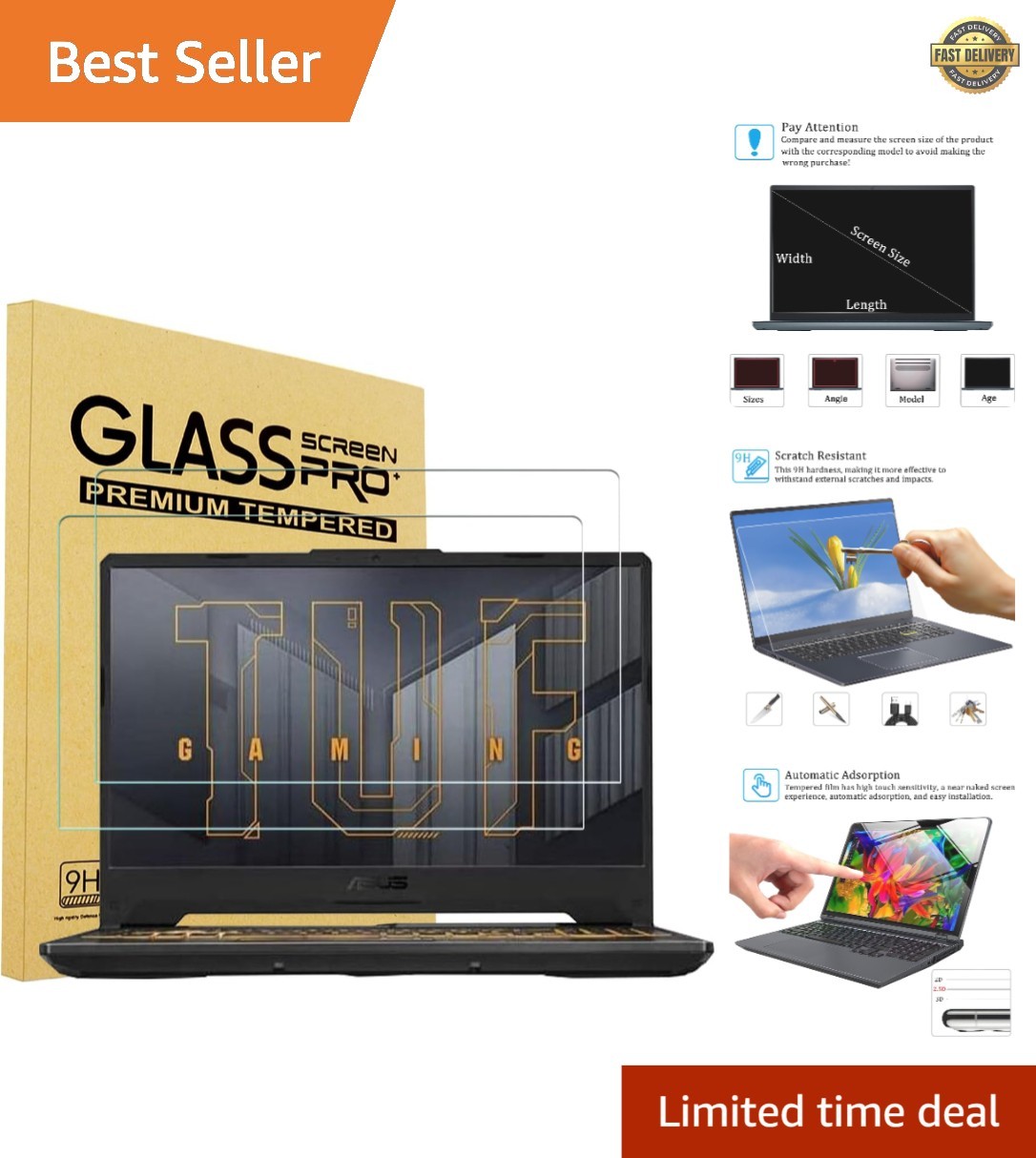 9H Tempered Glass Screen Protector 15.6 Inch for ASUS – Anti-Scratch Duo