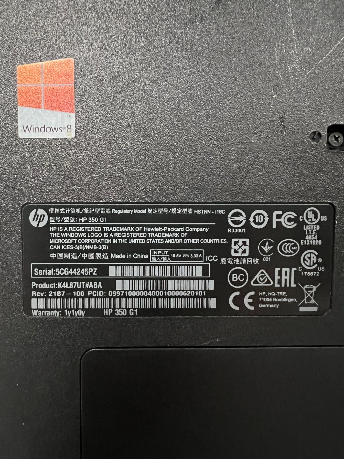 HP 350 G1 Laptop 15″ Laptop, I3-4005U, 6GB RAM, No HDD