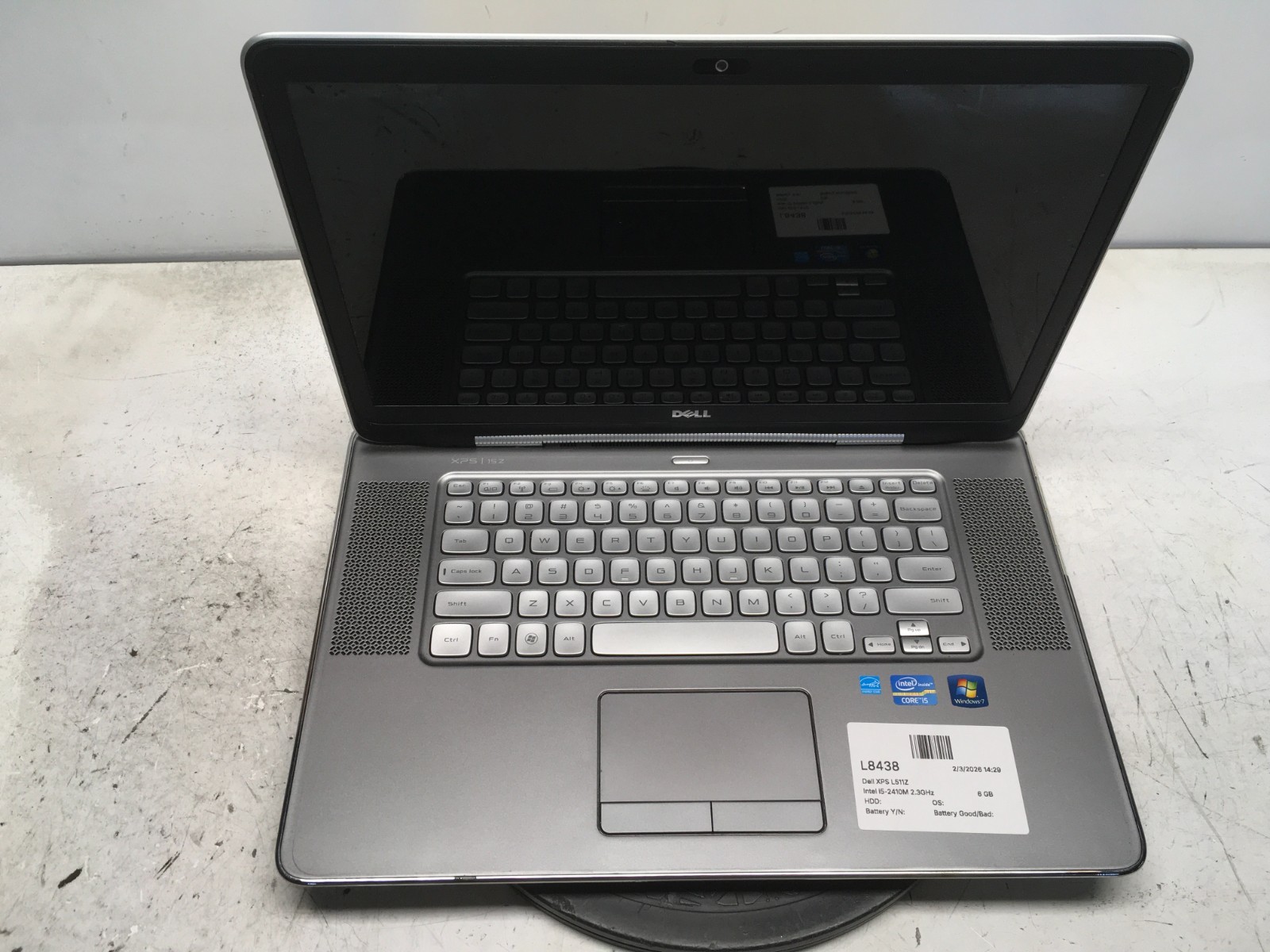 Dell XPS L511Z Intel i5-2410M 2.3GHz 6 GB NO HDD
