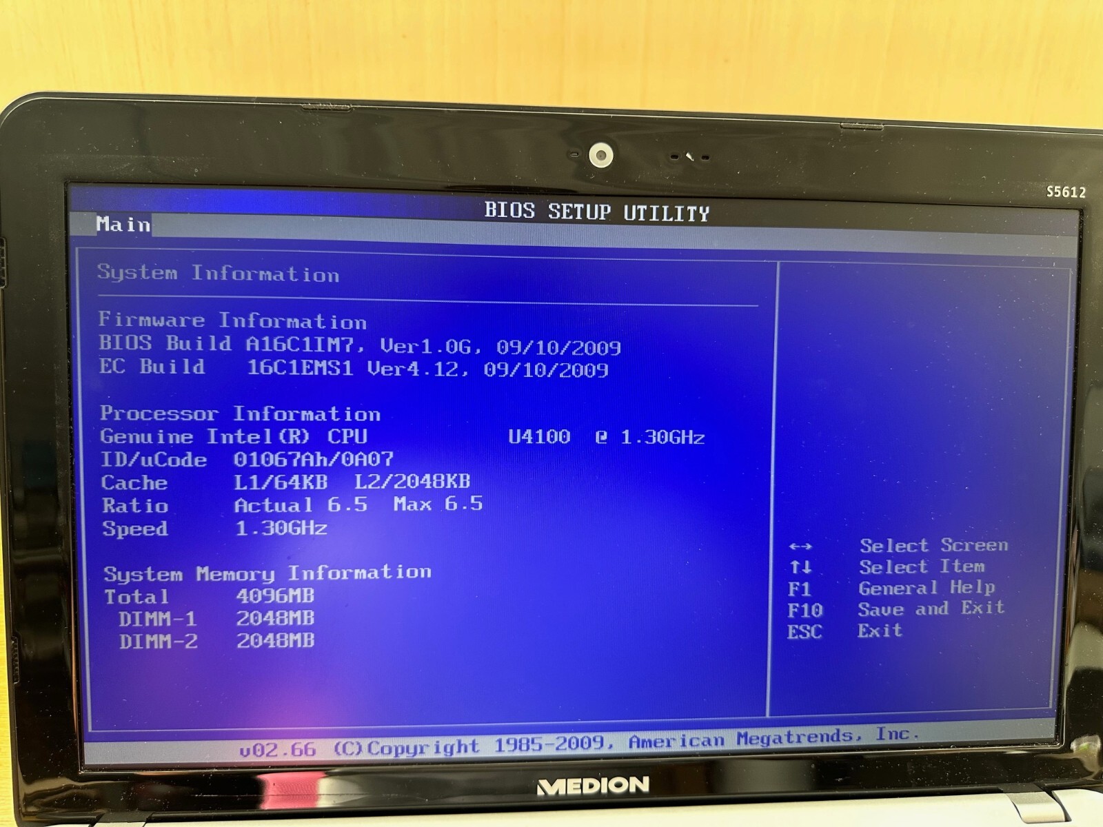 Medion Akoya S5612 MD97930R Intel Core U4100 1.30GHz 4GB RAM No HDD Used