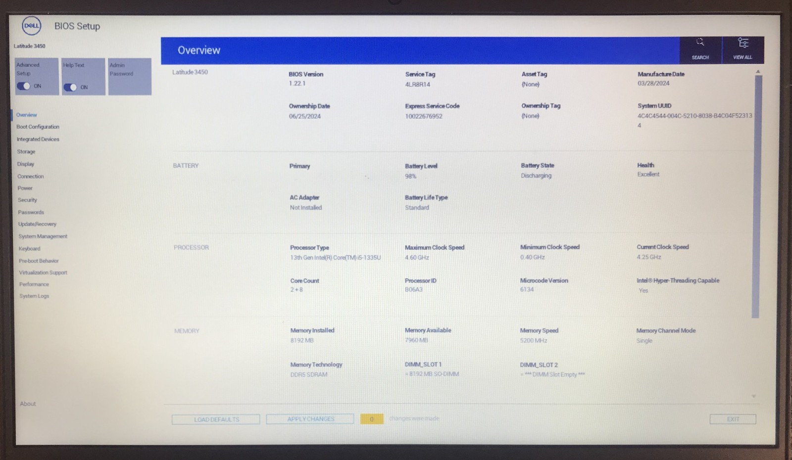 Dell Latitude 3450 14″ Laptop i5-1335U 8GB RAM 256GB NVMe, As Is
