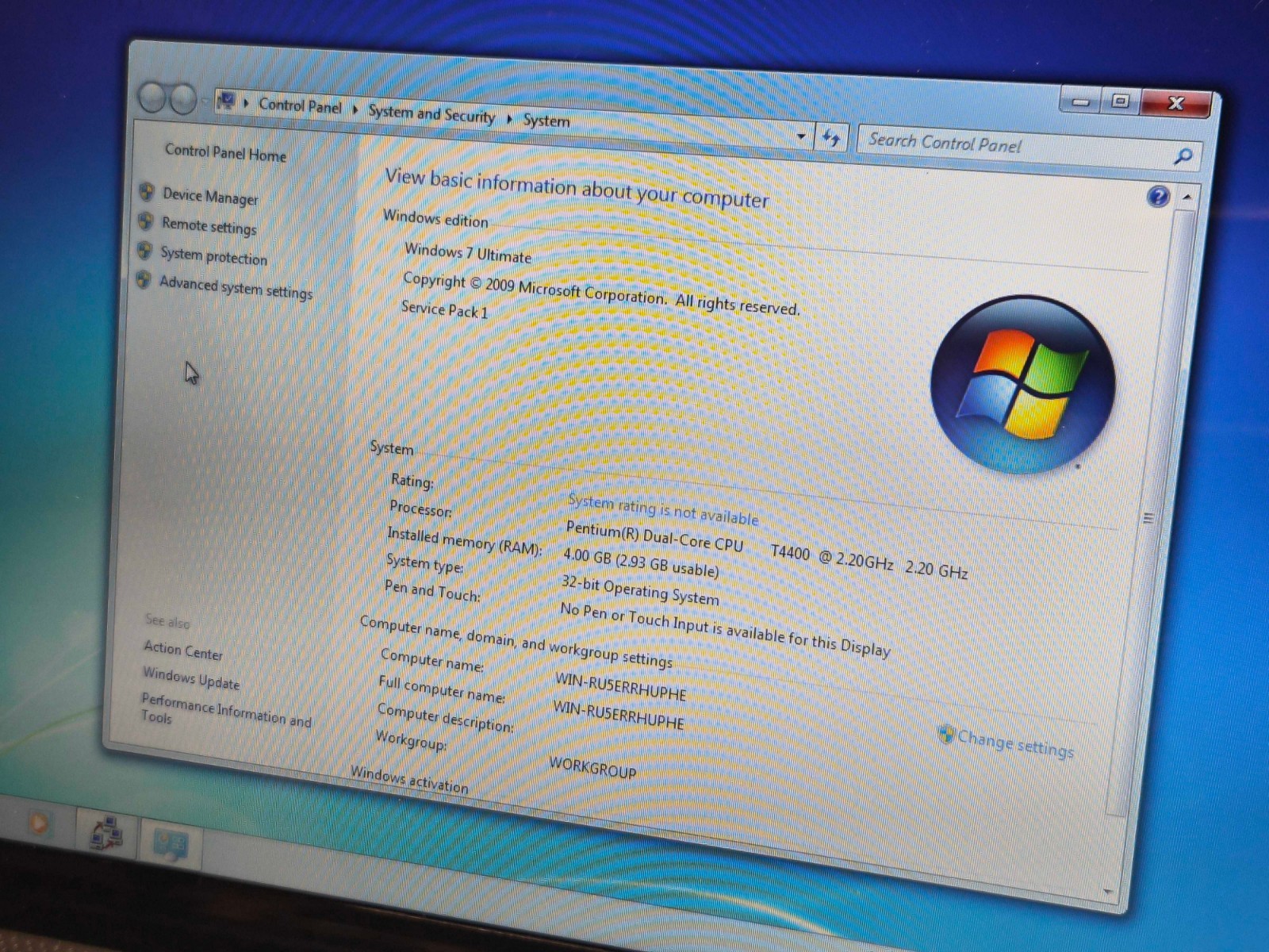 Vintage Spartan SCM151 Laptop Pentium T4400 4GB RAM 160GB HDD Windows 7 Grade B