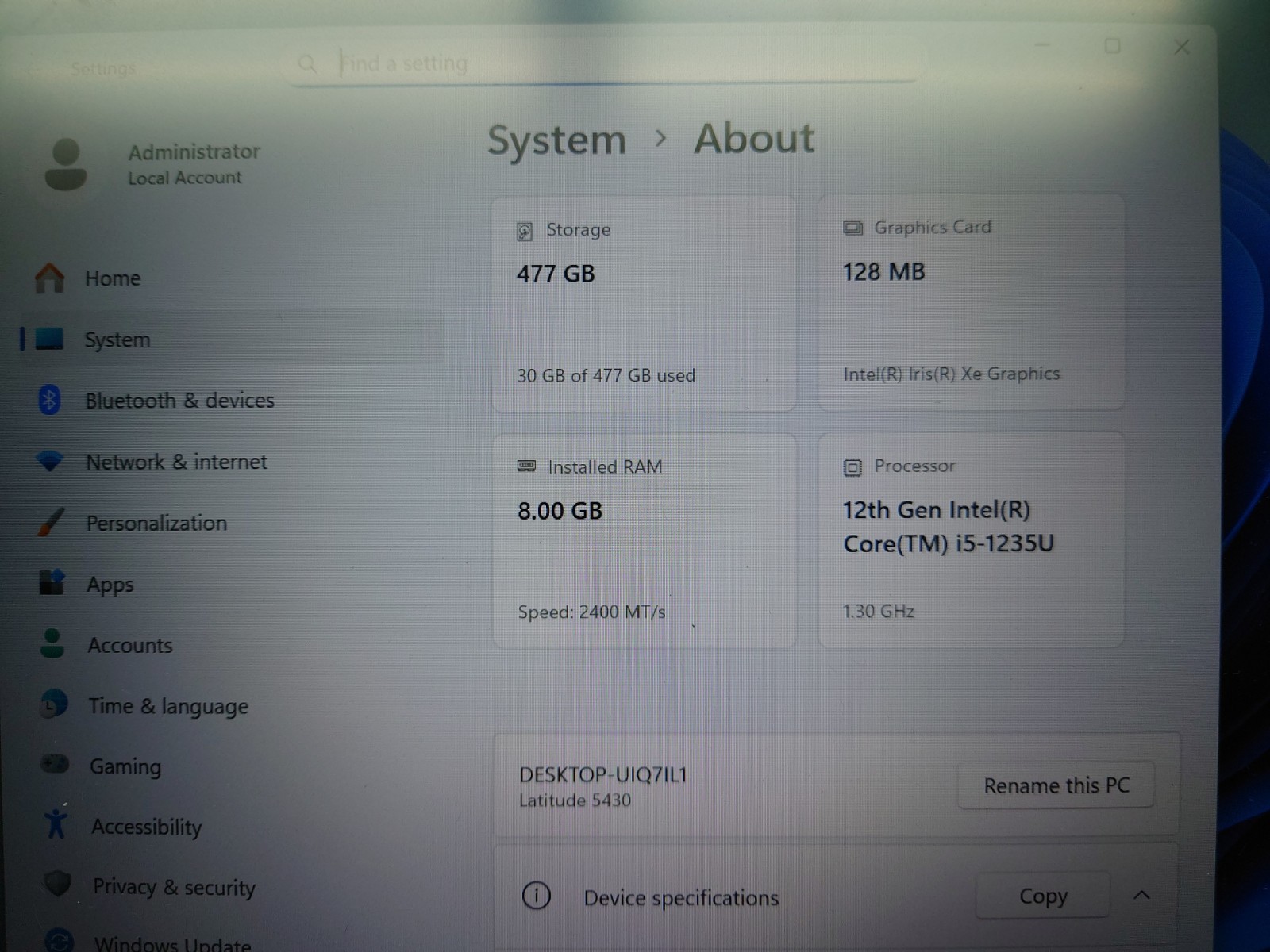 Dell Latitude 5430 14″ i5-1235U 8GB RAM 512GB SSD Win11P