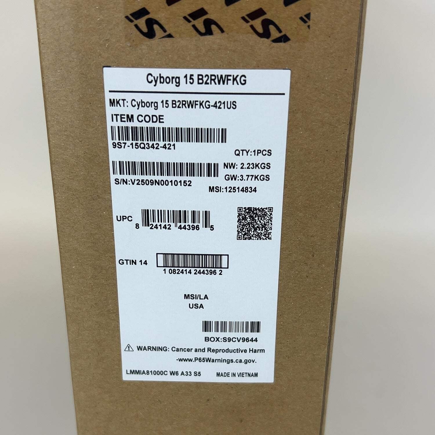New MSI Cyborg 15 B2RWFKG 15.6″ Core 7 240H 32GB RAM 1TB SSD GeForce RTX 5060