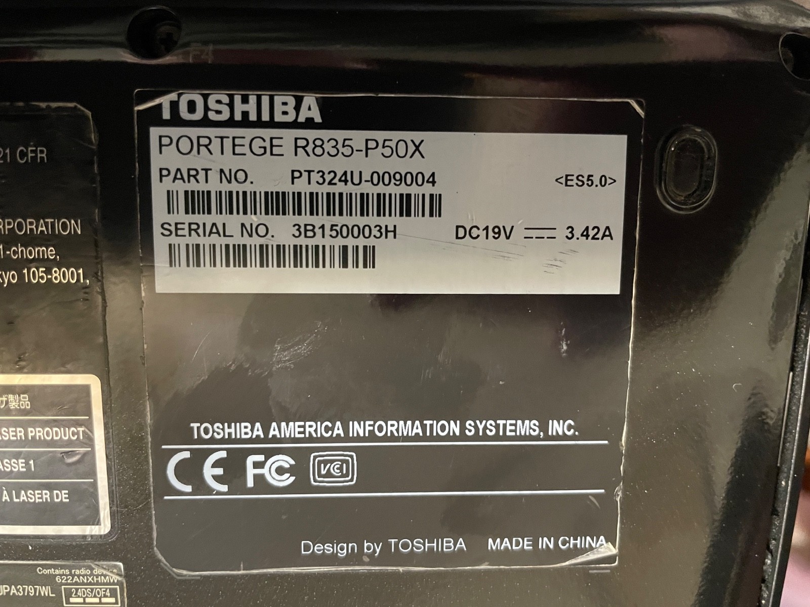 TOSHIBA PORTEGE R835-P50X -W10