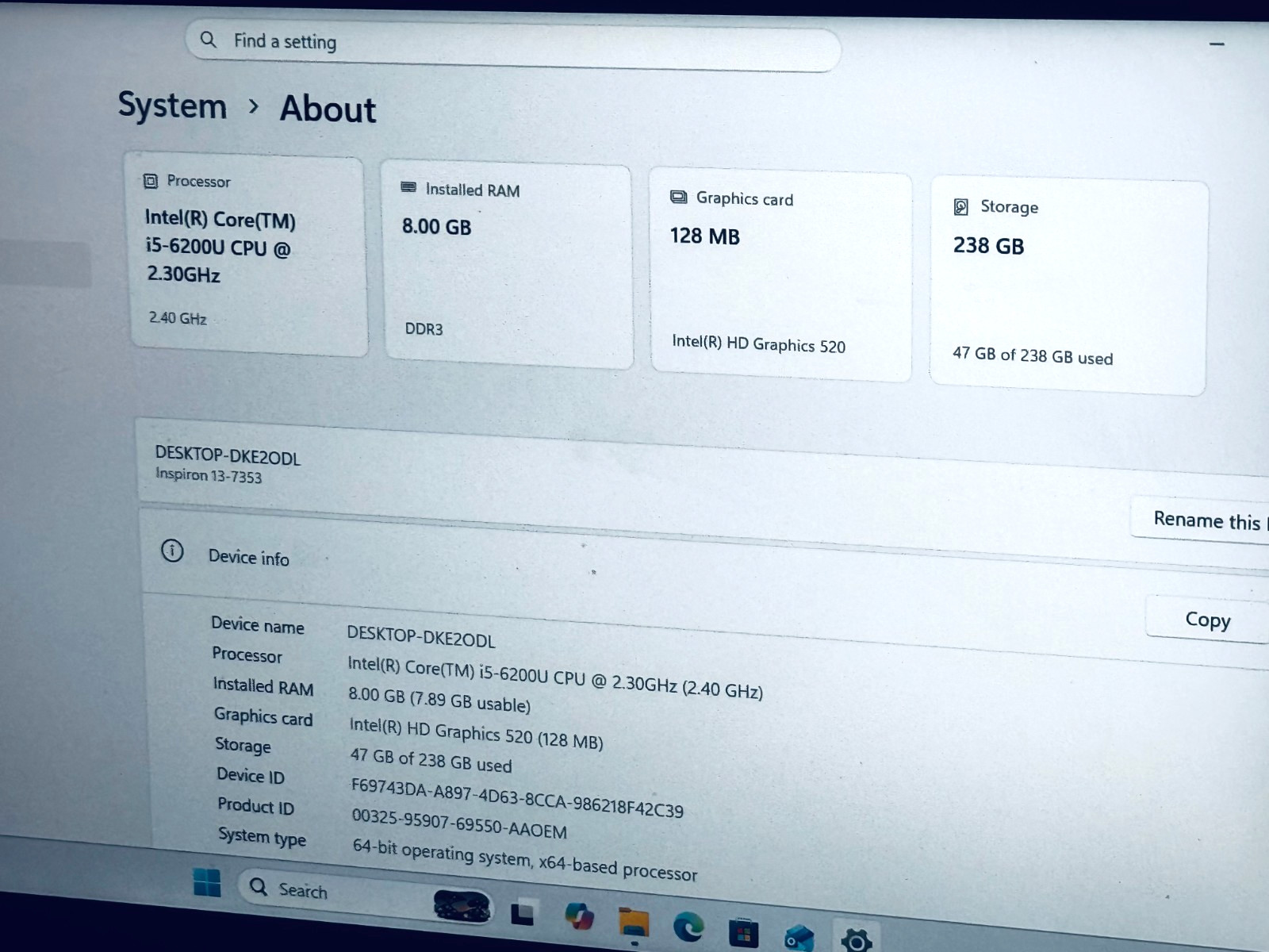 Dell Inspiron 2-in 1 Touch Laptop-Intel i5 6200U-8GB RAM-256GB WIN 11-Excellent