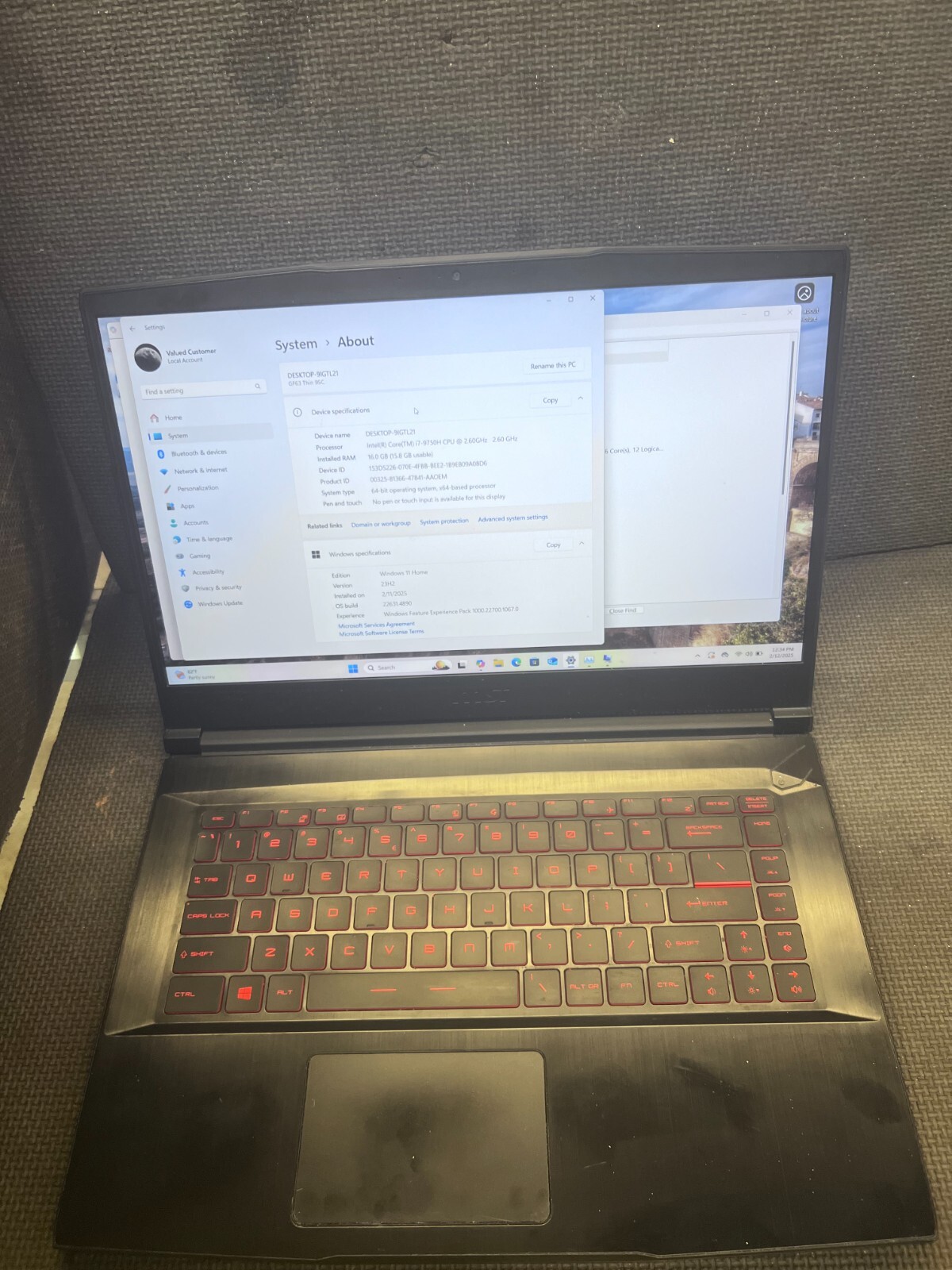MSI GF63 9SC i7 9750H 512gb SSD 16GB RAM GTX 1650