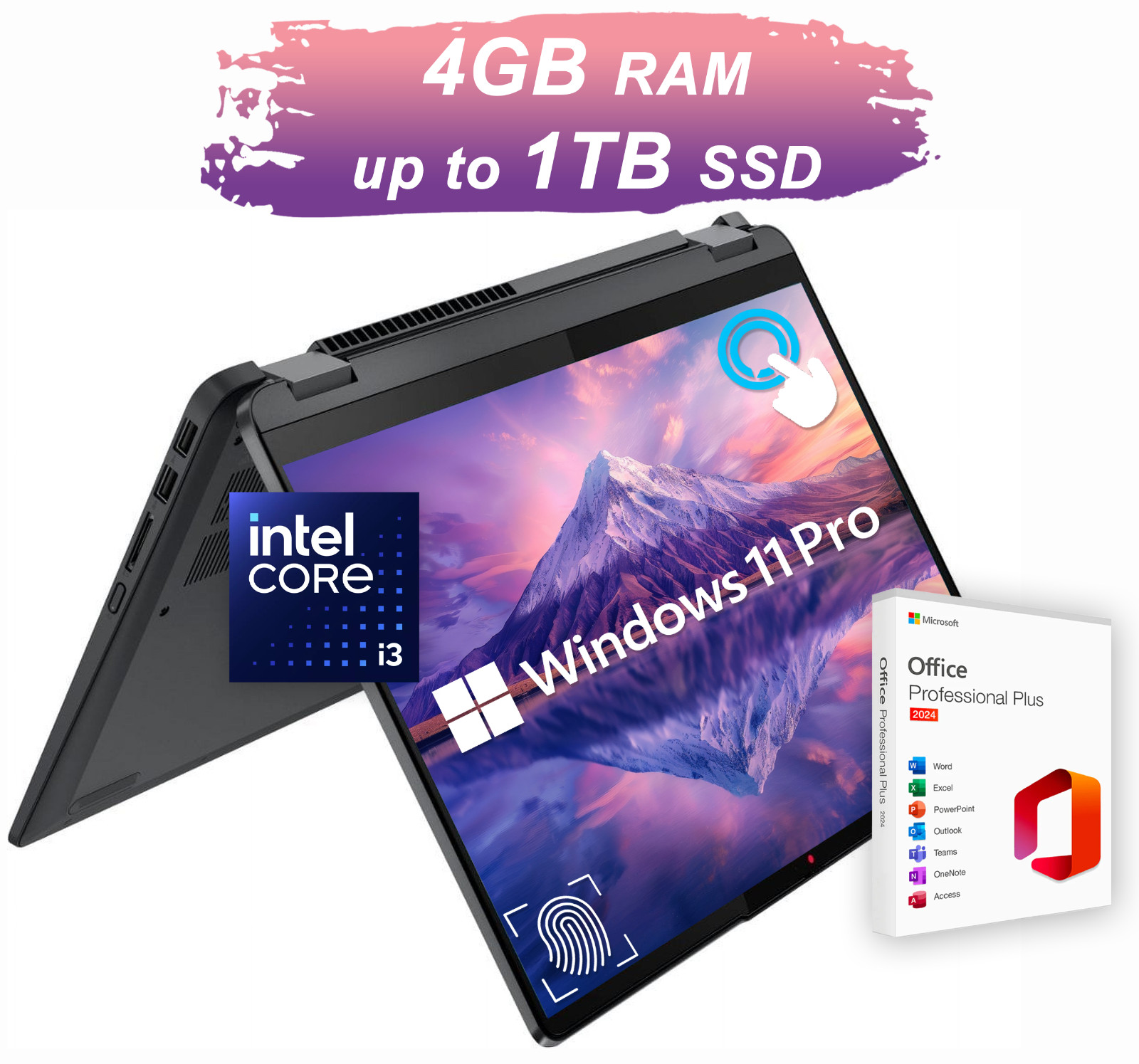 Lenovo IdeaPad Flex 5 Laptop 14″ Office 2024 Touch Intel i3 4GB RAM Upto 1TB SSD