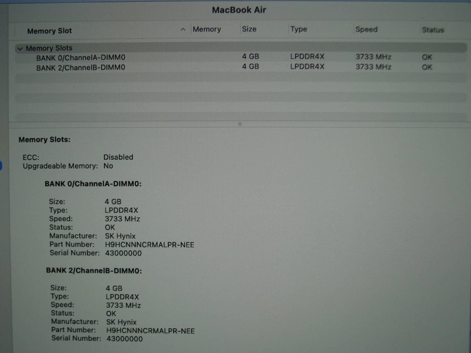 Apple MacBook Air 13″ A2179 (2020) i3-1000NG4 1.1GHz 8GB 256GB SSD MWTJ2LL/A +PA