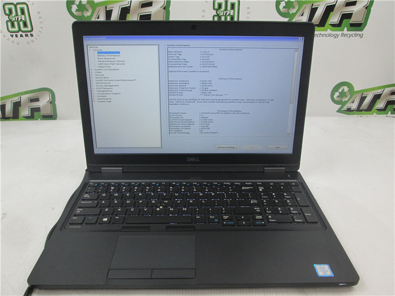 Dell Latitude 5580 Laptop i5-6300U 2.4GHz 8GB 500GB FHD No OS Grade C