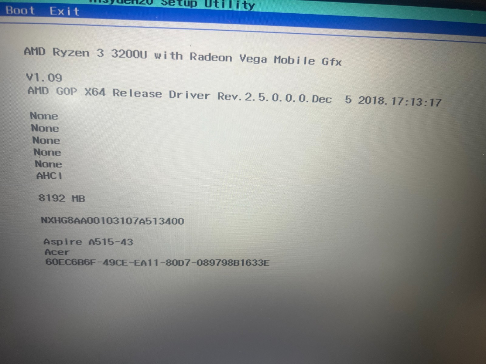 Acer Aspire 5 N19C3 15″ AMD Ryzen 3 3200U 8GB RAM No HDD No OS