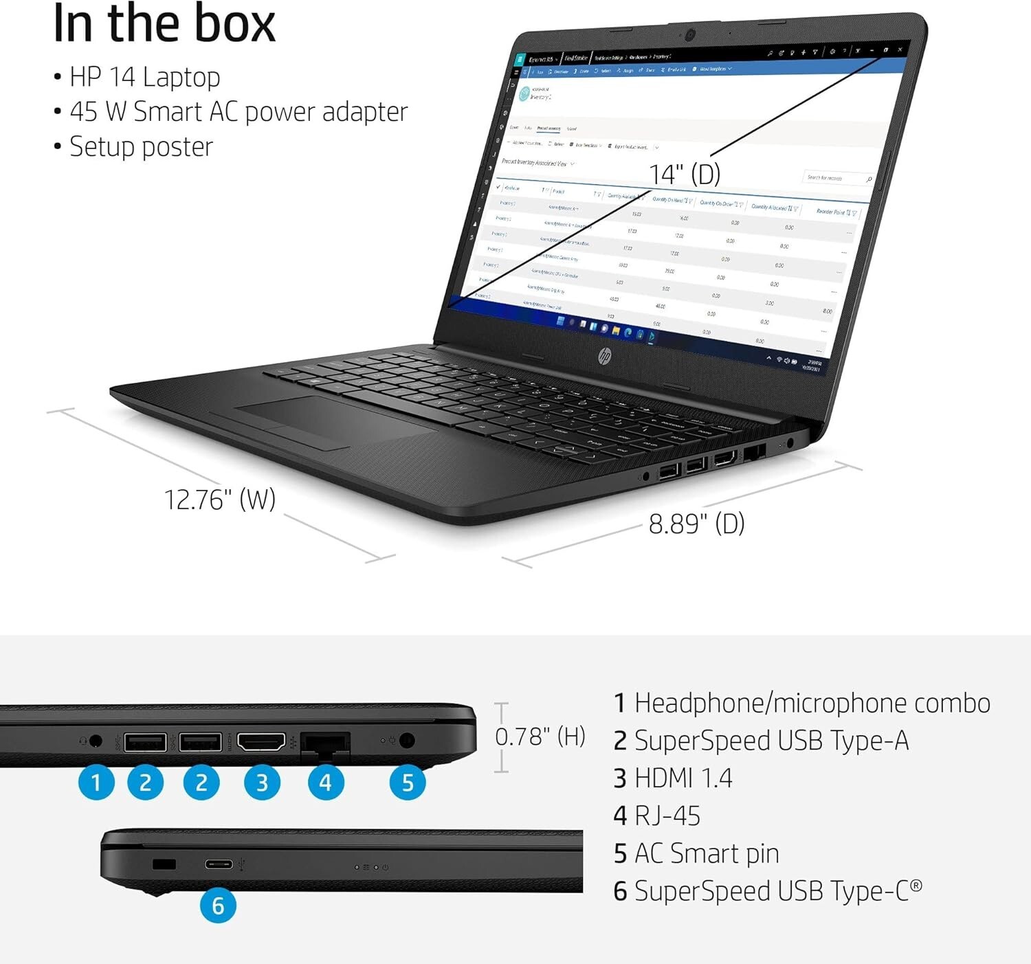 HP Stream 14″ HD Laptop, Intel Celeron N4120, 16GB RAM 64GB eMMC, Win 11, MS 365