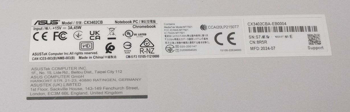Asus Chromebook Plus 2024 CX3402CB I3 8GB RAM 300GB 14″ Screen