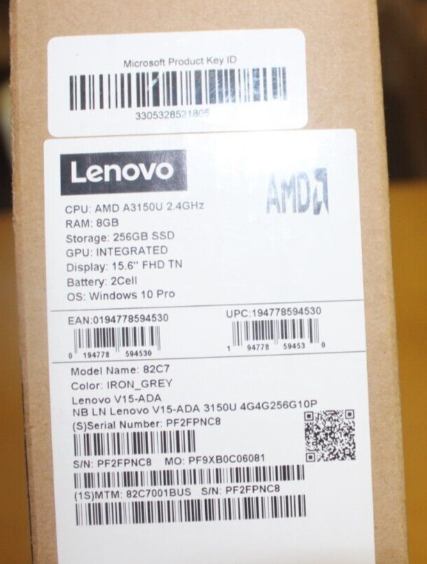 LENOVO 82C7 THINKPAD 256GB/8GB/2.4GHZ 15.6″ RYZEN FREE SHIPPING