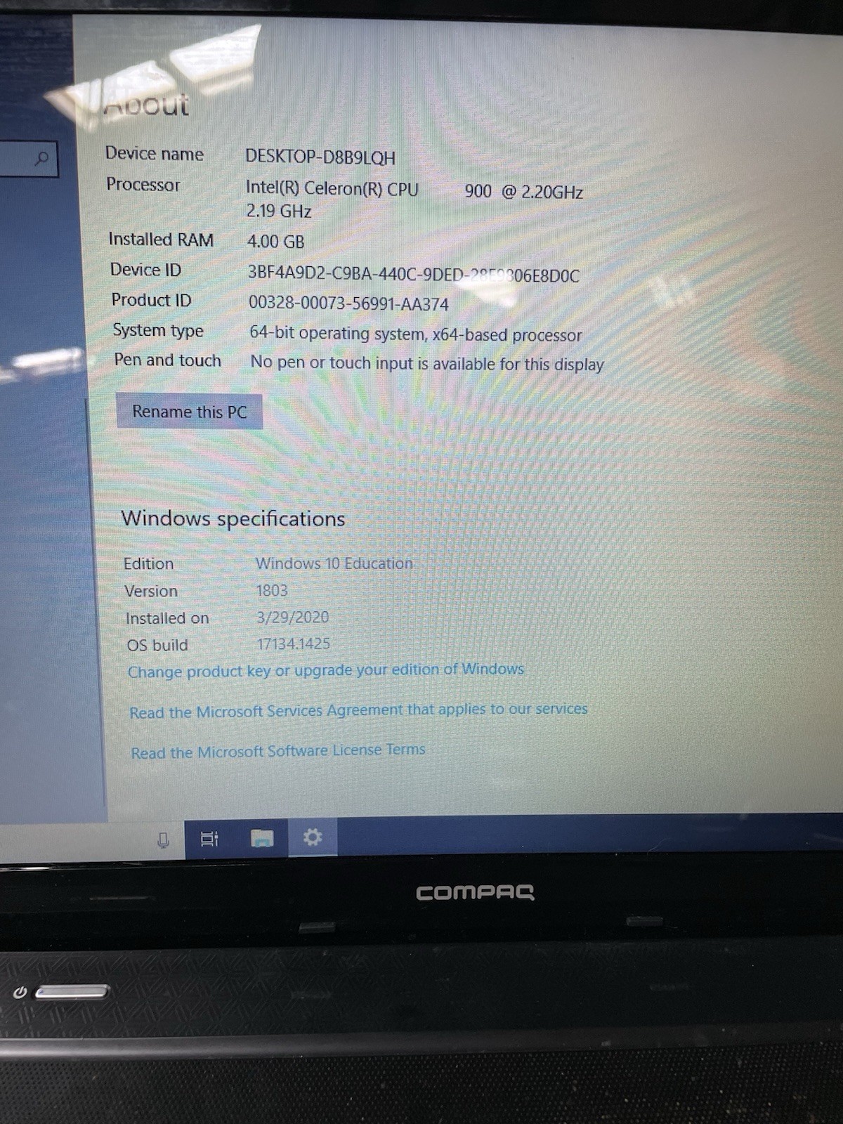 HP Compaq Presario CQ62 15.6” WINDOWS 10 Intel Celeron 900 4gb Ram 420gb SSD
