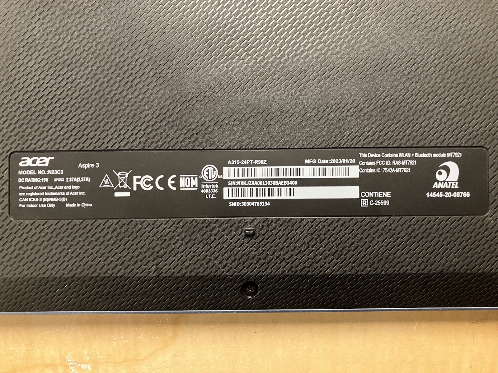 ACER ASPIRE 3 A315 15.6” WIN 10 8GB For Parts Has Problem