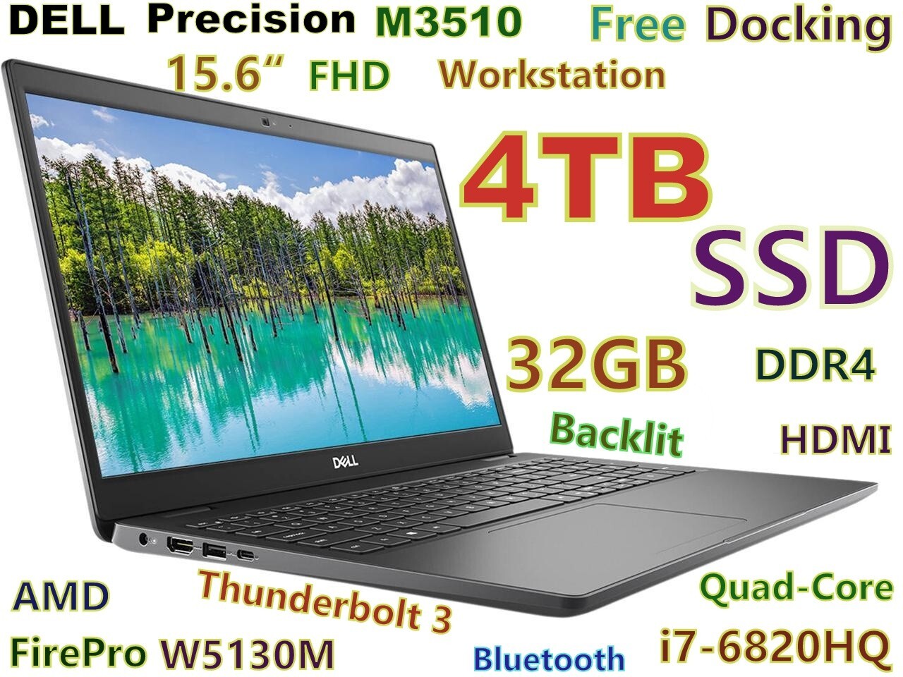 DELL Precision M3510 i7-QUAD HUGE 4TB SSD 32GB 15.6″ IPS W5130M 2GB + DOCKING