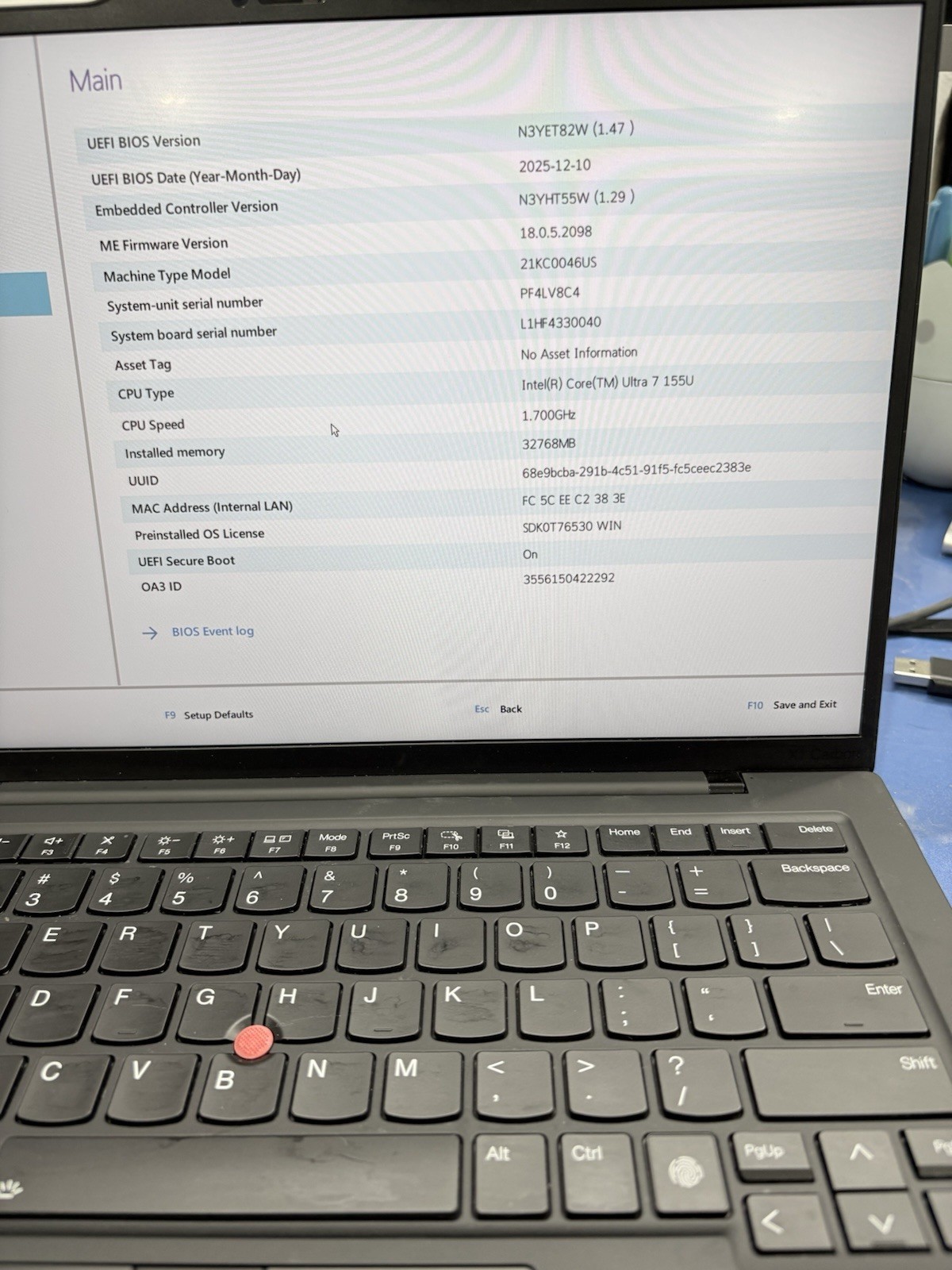 Lenovo Laptop ThinkPad X1 Carbon Gen 12 14″ Intel Core Ultra 7 155U 32gb 512gb