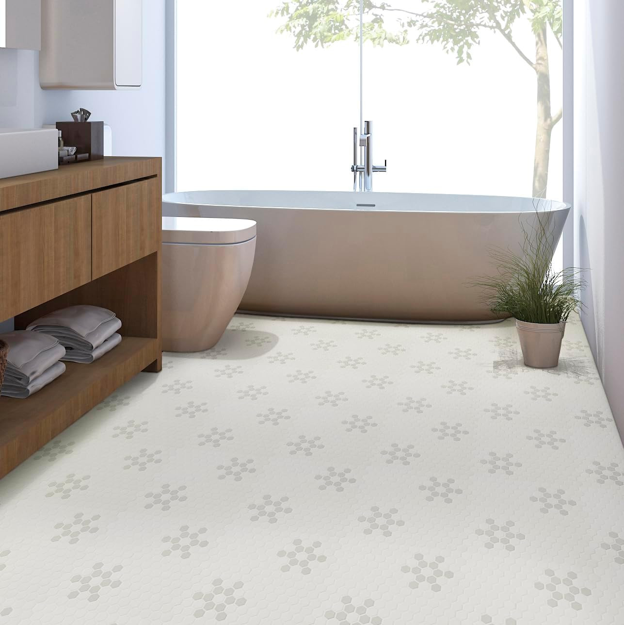Stylish 12×12 Matte Porcelain Tile in White & Gray for Backsplash & Floors