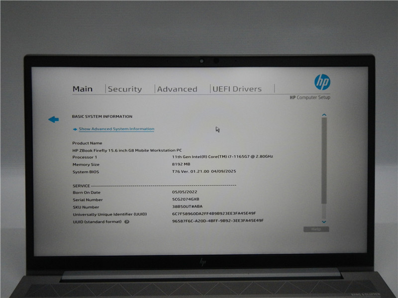 HP ZBook Firefly 15 G8 Laptop i7-1165G7 2.8GHz 8GB No SSD Windows 11 Pro COA