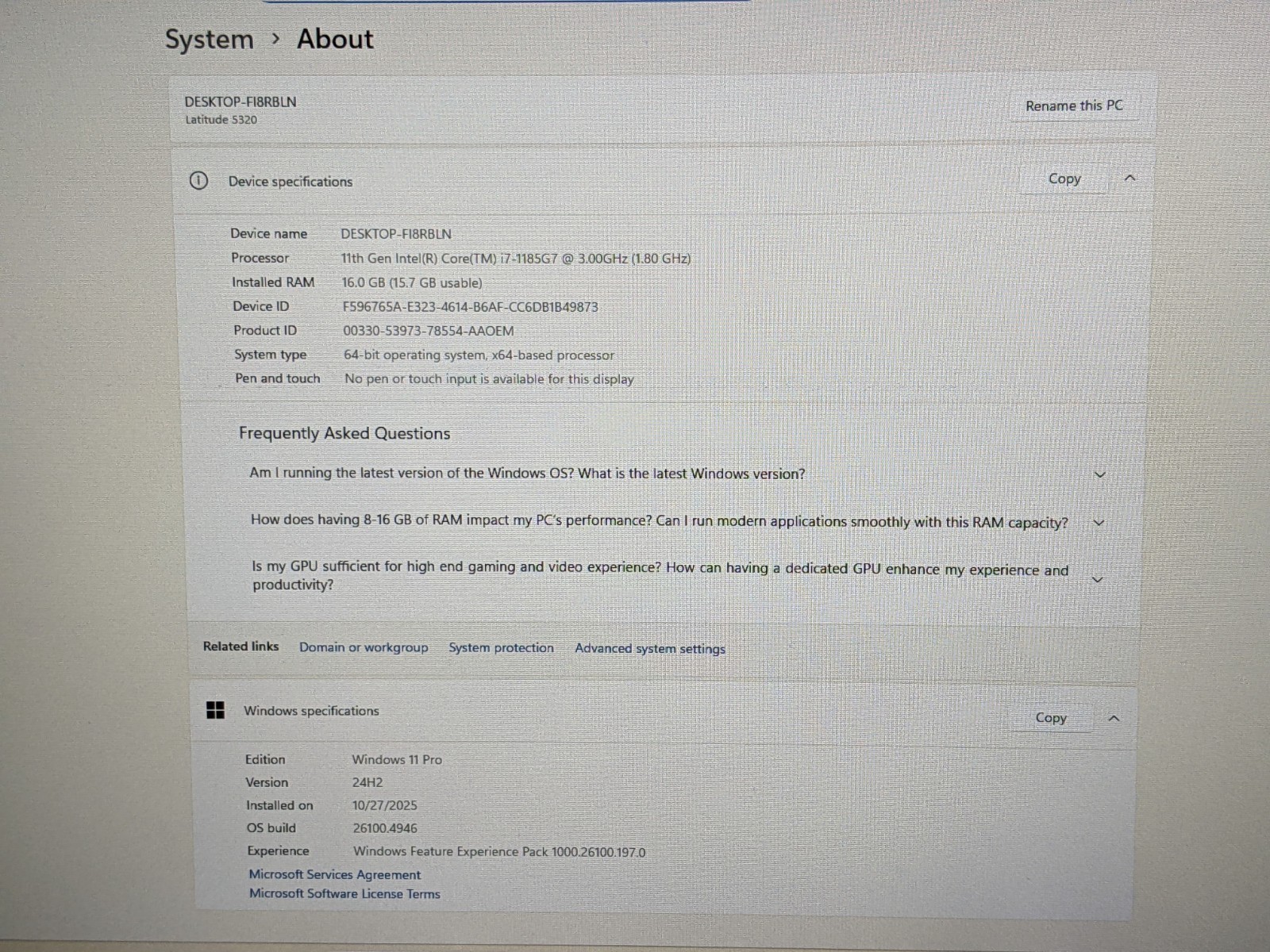 Dell Latitude 5320 13.3″FHD Core i7-1185G7 3GHz 16GB 256GB SSD Win11Pro +Charger