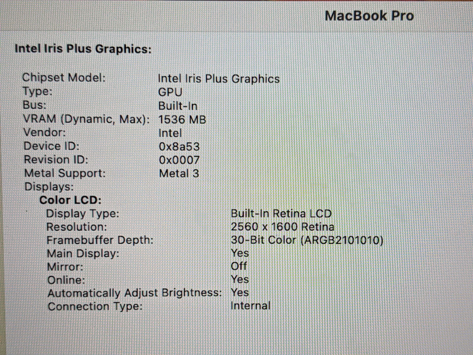 Apple MacBook Pro 13″ (2020) A2251 / BTO Core i7-1068NG7 2.3GHz 32GB 1TB SSD +PA
